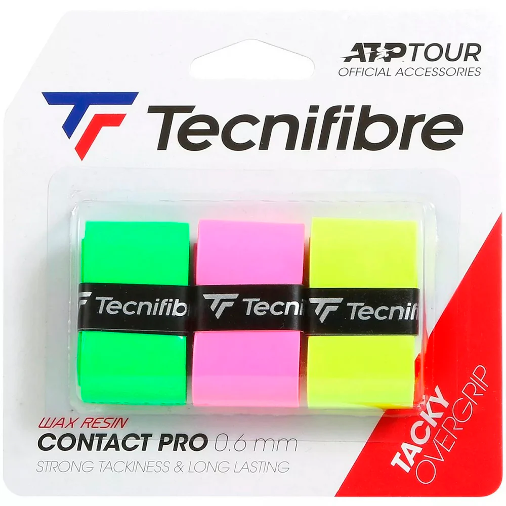 PADEL - OVERGRIP - TECNIFIBRE Overgrip Tecnifibre Contact Pro - Verde, Roz, Galben Neon Pachet 3 Buc - imagine 1