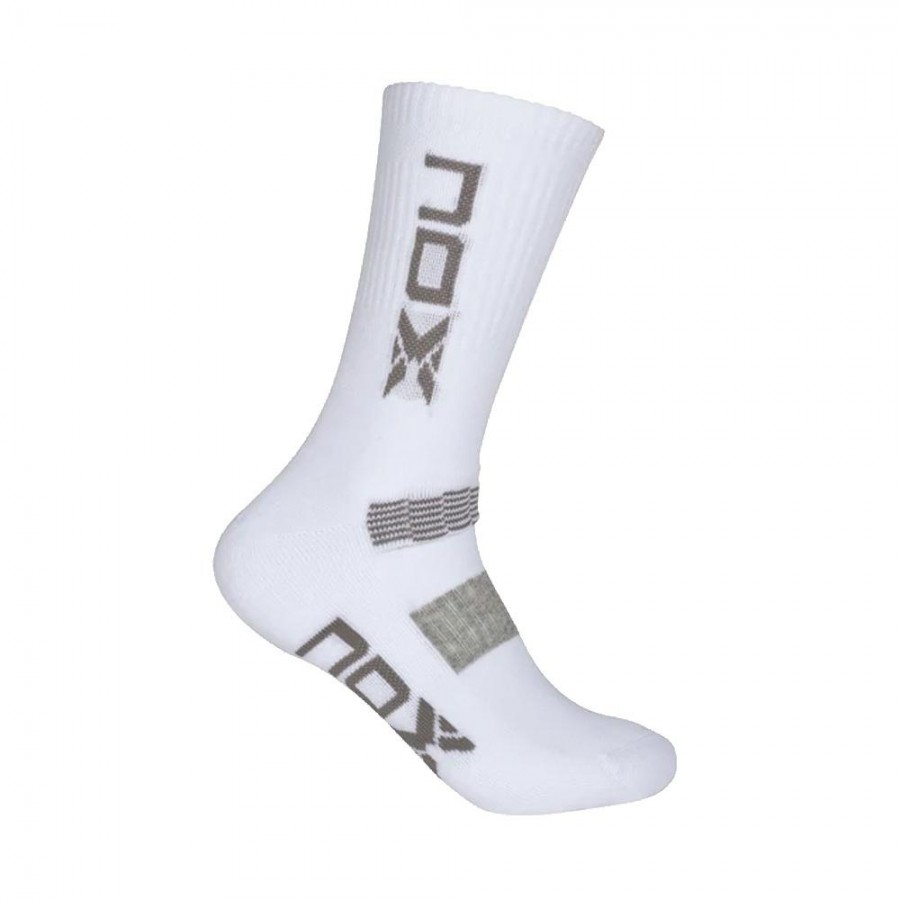 LONG-NOX-SOCKS-M-WHITE-GRAY-LOGO-padel Șosete Medii Nox - Alb/Gri 39-45 - imagine 1